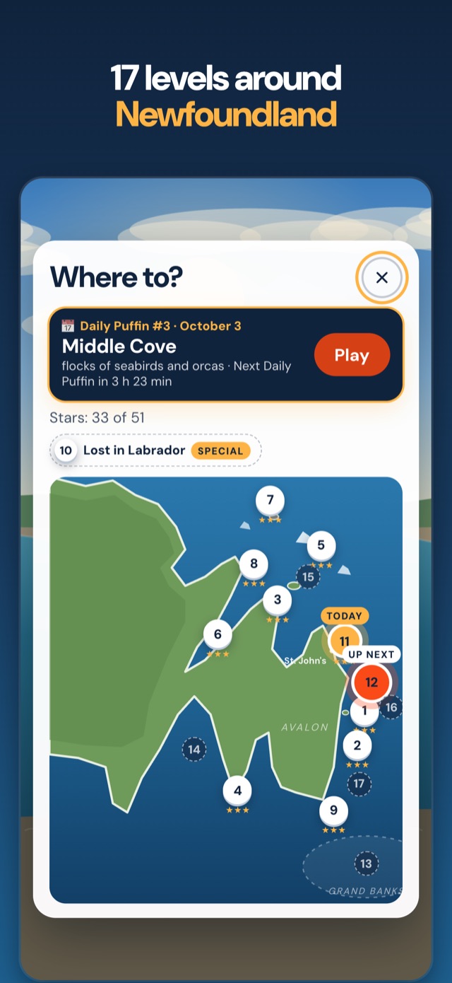 Levels around Newfoundland, on the map
